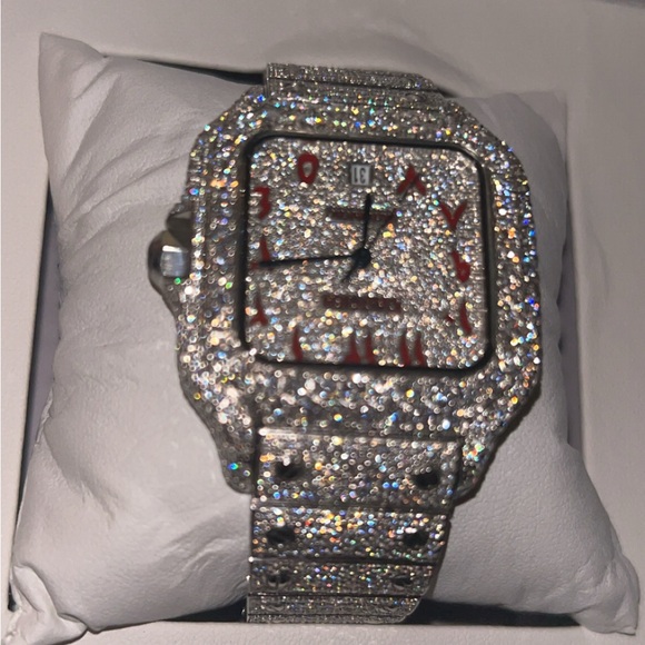 vvs1 red Arabic dial moissanite watch